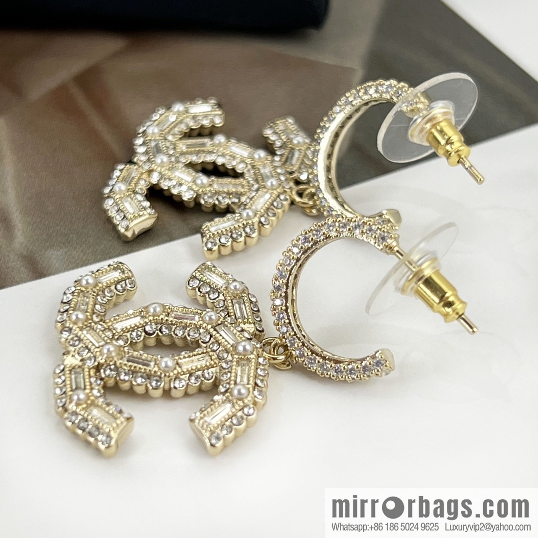New ☑️ CHANEL Chanel c2 double c full diamond stud earrings