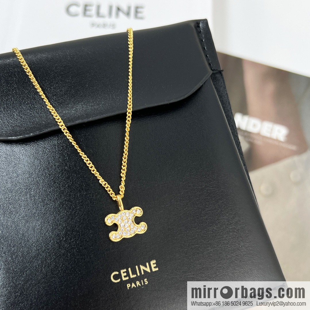 New Celine full diamond Arc de Triomphe earrings necklace