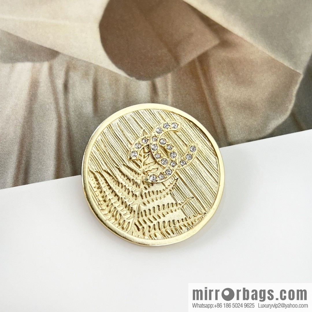 New ☑️ CHANEL Chanel double c gold round wheat ear brooch