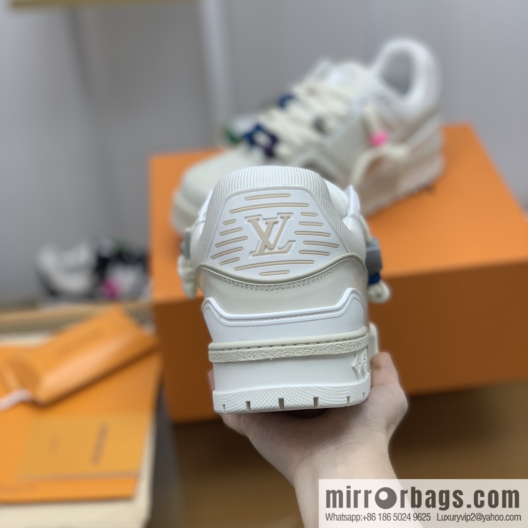 LV/Louis Vuitton features exclusive custom top calfskin donkey trainer His & Hers sports running shoes