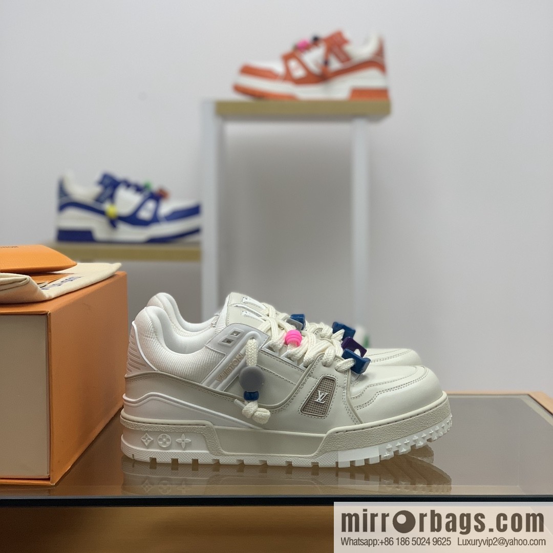 LV/Louis Vuitton features exclusive custom top calfskin donkey trainer His & Hers sports running shoes