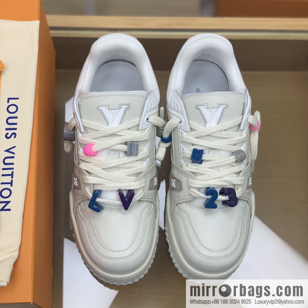 LV/Louis Vuitton features exclusive custom top calfskin donkey trainer His & Hers sports running shoes