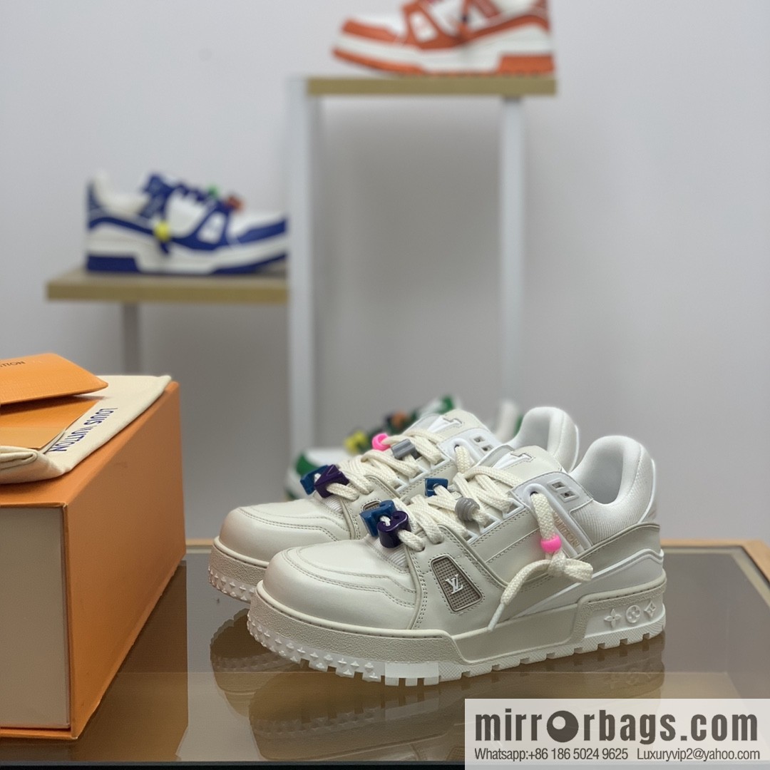 LV/Louis Vuitton features exclusive custom top calfskin donkey trainer His & Hers sports running shoes