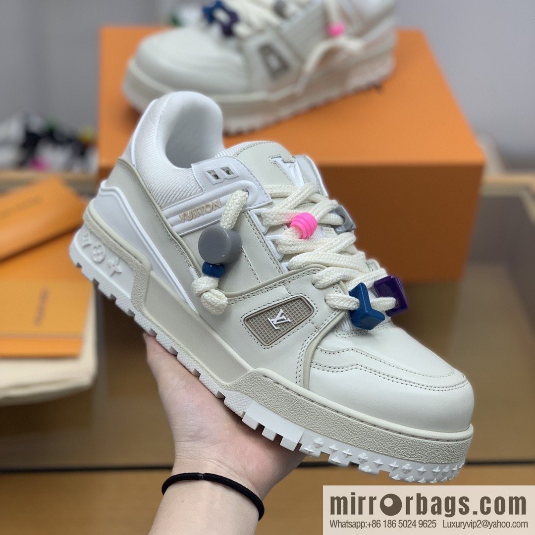 LV/Louis Vuitton features exclusive custom top calfskin donkey trainer His & Hers sports running shoes