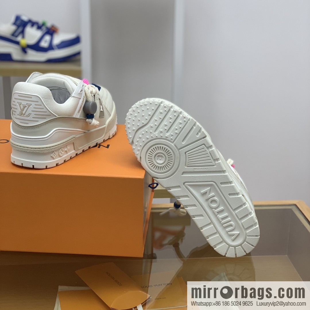 LV/Louis Vuitton features exclusive custom top calfskin donkey trainer His & Hers sports running shoes
