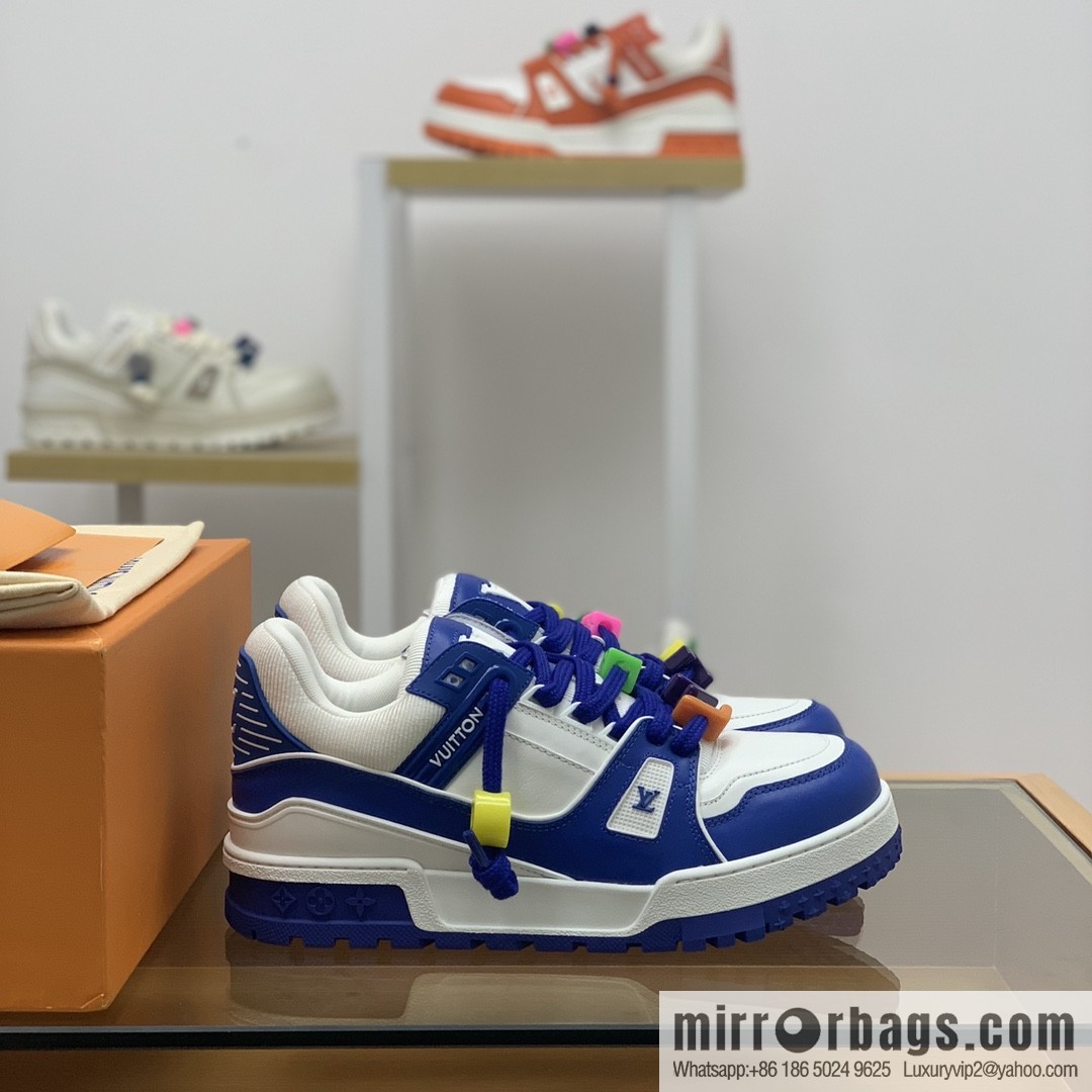 LV/Louis Vuitton features exclusive custom top calfskin donkey trainer His & Hers sports running shoes