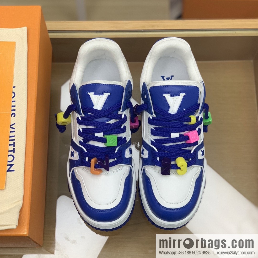 LV/Louis Vuitton features exclusive custom top calfskin donkey trainer His & Hers sports running shoes