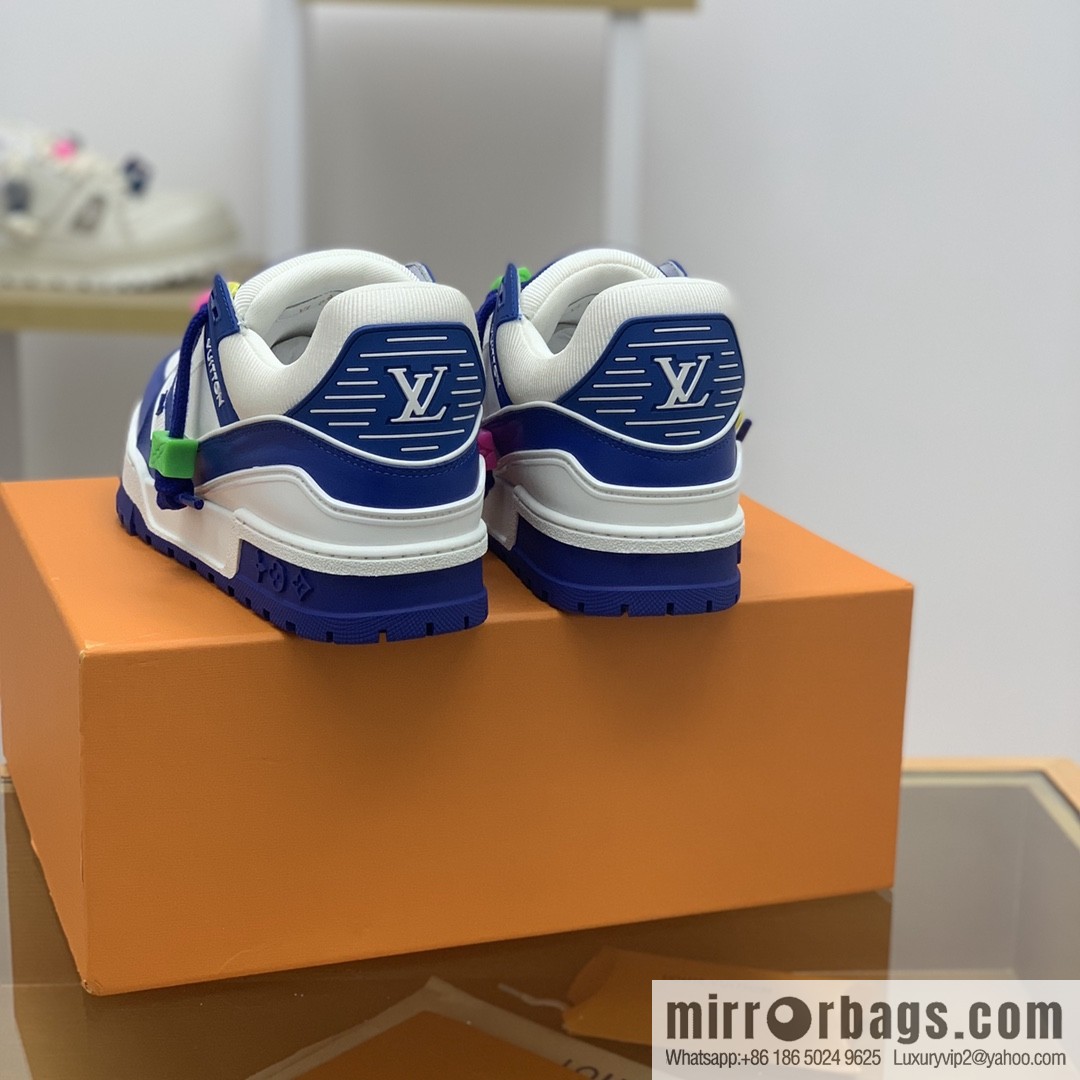 LV/Louis Vuitton features exclusive custom top calfskin donkey trainer His & Hers sports running shoes