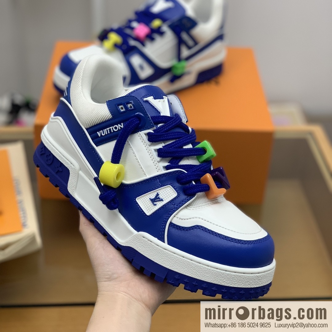LV/Louis Vuitton features exclusive custom top calfskin donkey trainer His & Hers sports running shoes