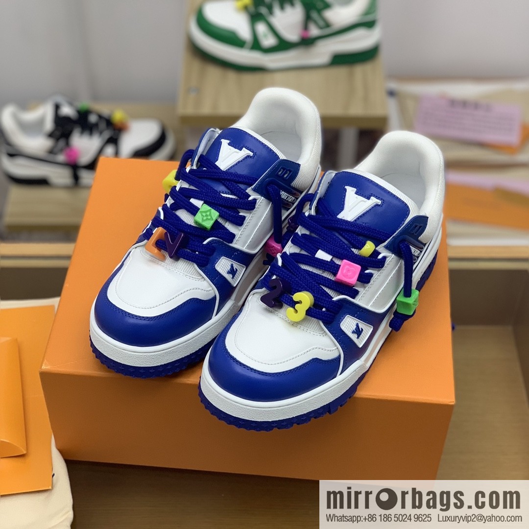 LV/Louis Vuitton features exclusive custom top calfskin donkey trainer His & Hers sports running shoes