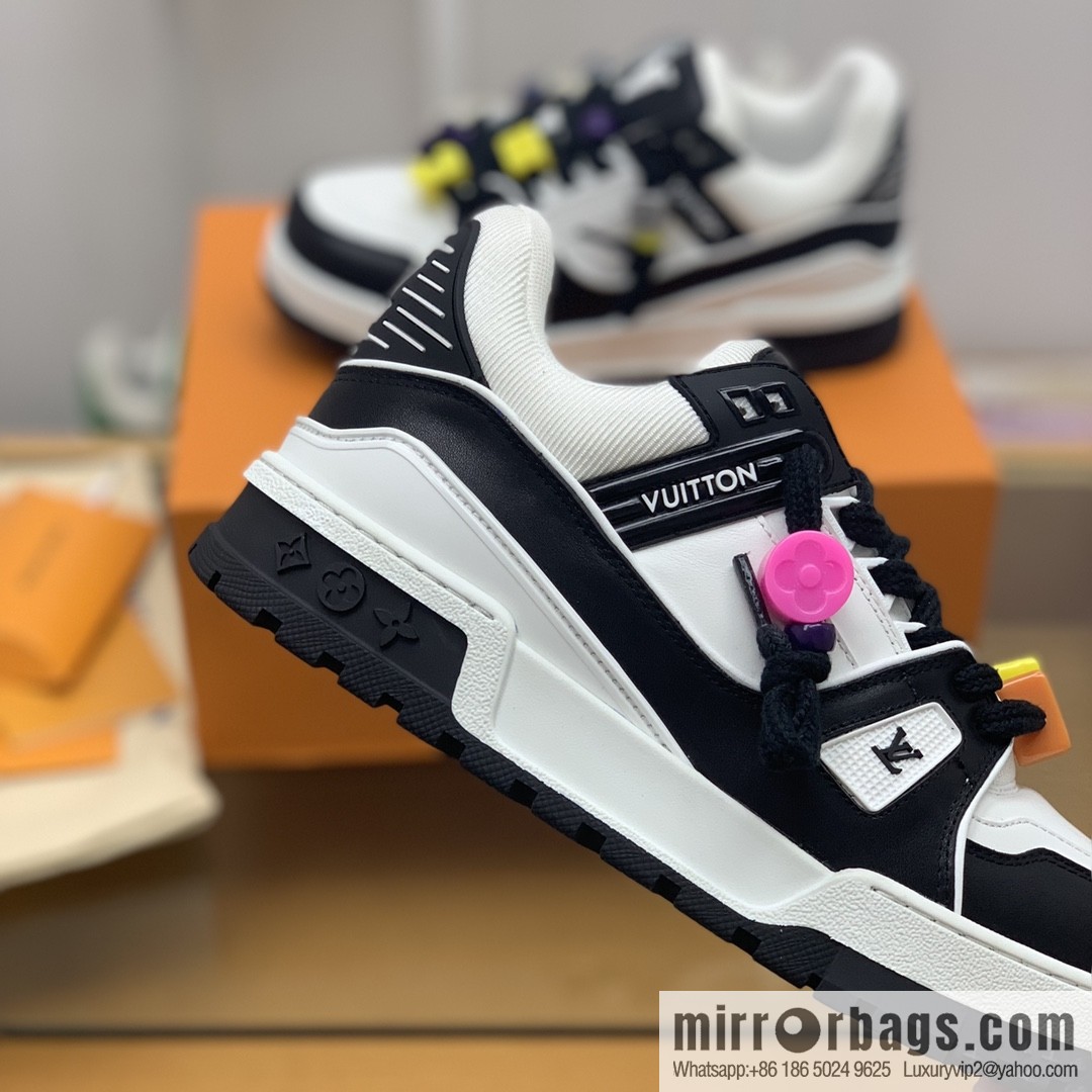 LV/Louis Vuitton features exclusive custom top calfskin donkey trainer His & Hers sports running shoes
