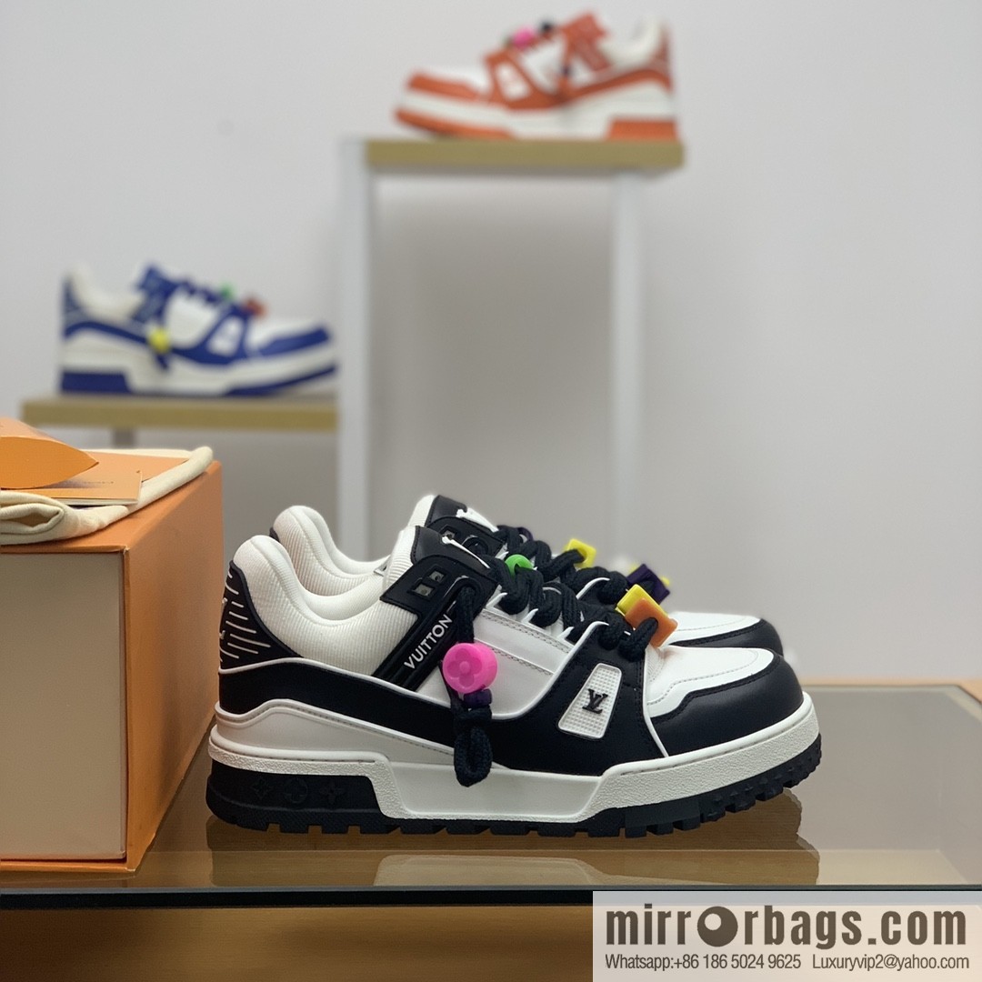 LV/Louis Vuitton features exclusive custom top calfskin donkey trainer His & Hers sports running shoes