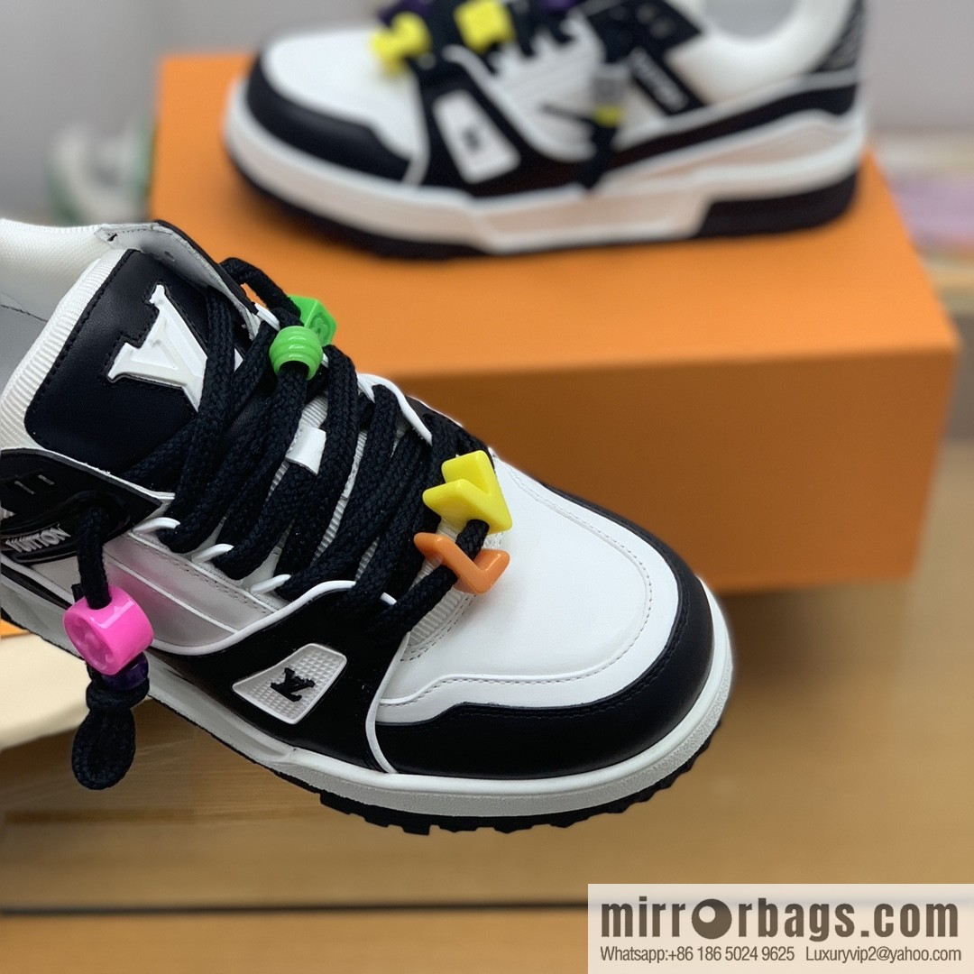 LV/Louis Vuitton features exclusive custom top calfskin donkey trainer His & Hers sports running shoes