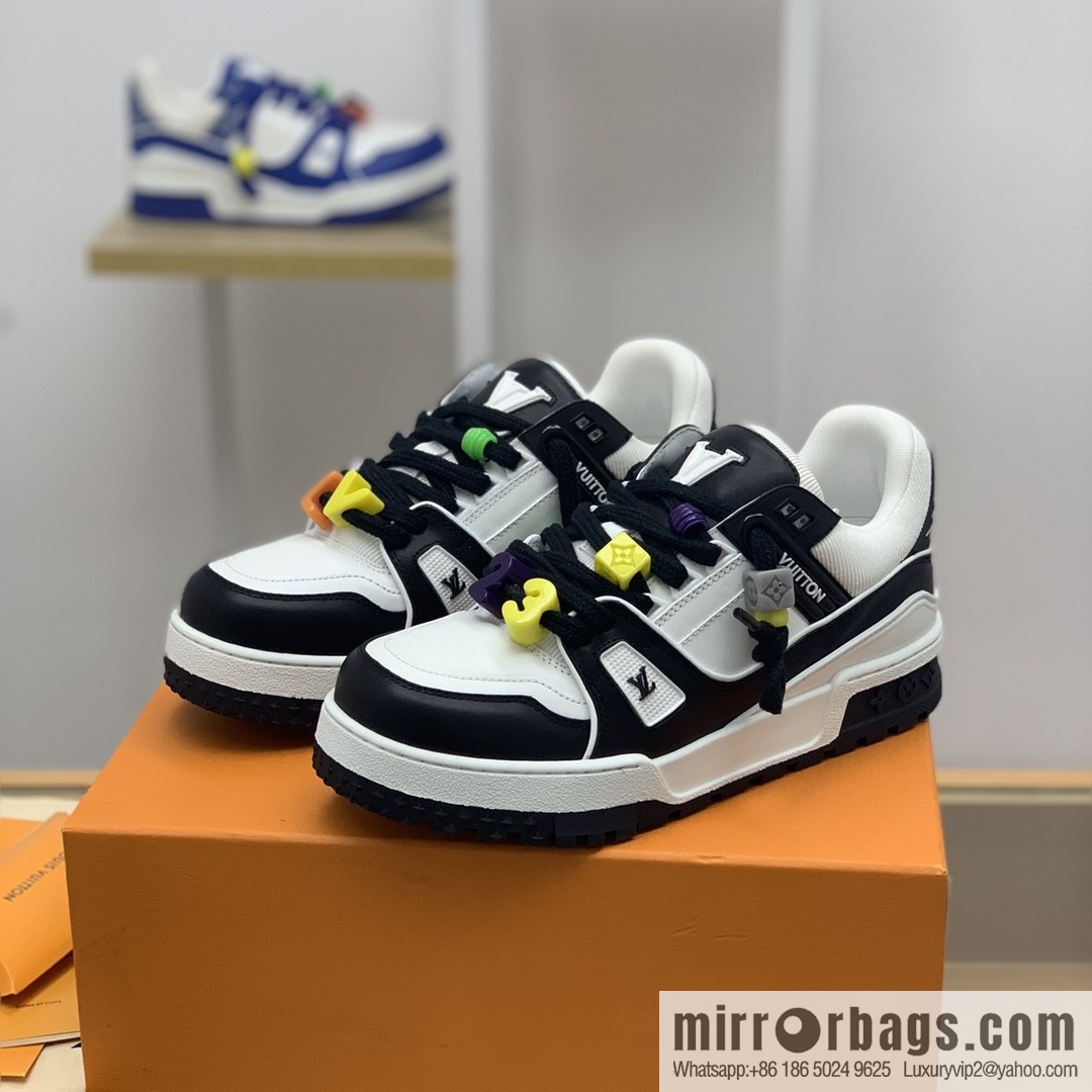 LV/Louis Vuitton features exclusive custom top calfskin donkey trainer His & Hers sports running shoes