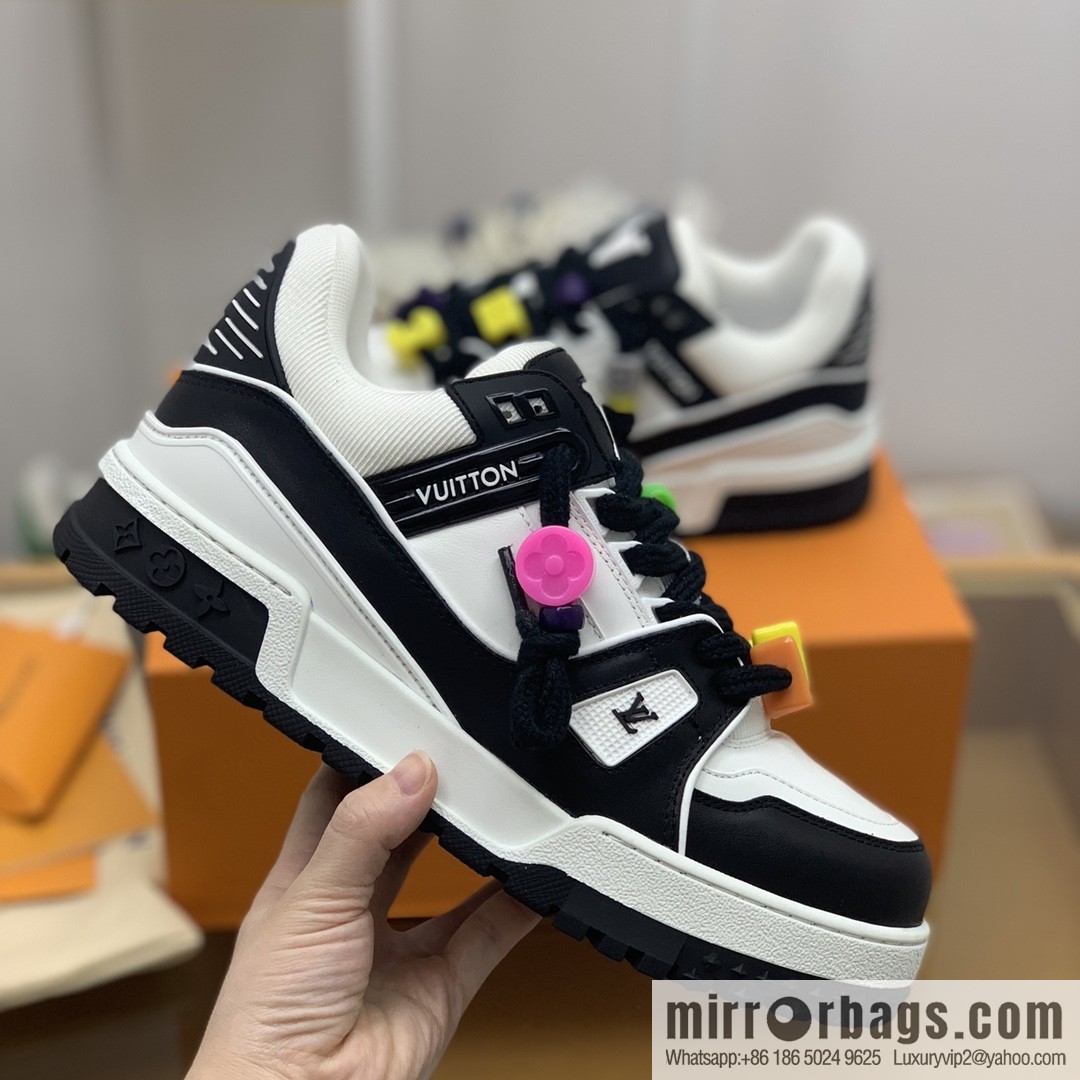LV/Louis Vuitton features exclusive custom top calfskin donkey trainer His & Hers sports running shoes