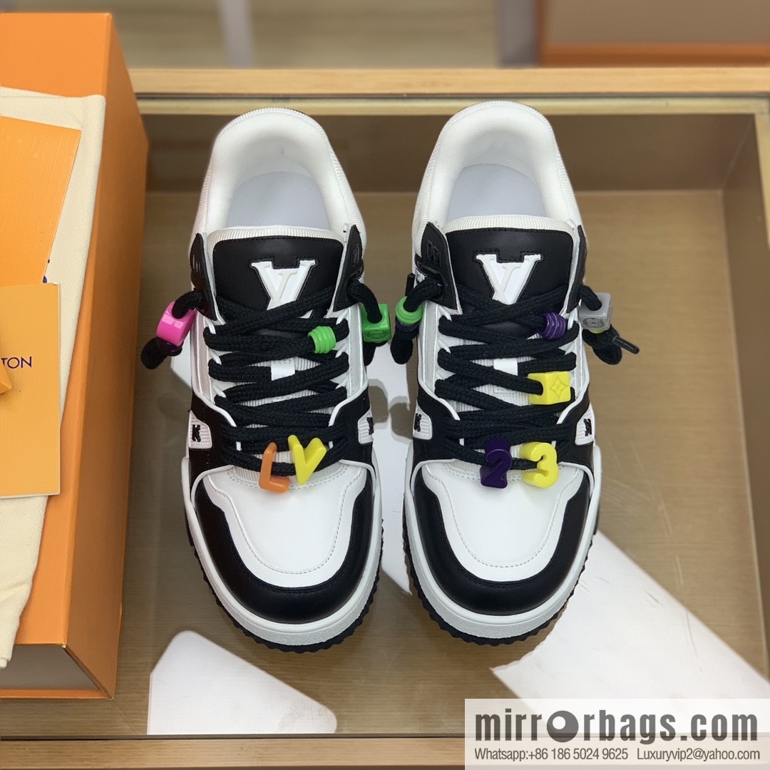 LV/Louis Vuitton features exclusive custom top calfskin donkey trainer His & Hers sports running shoes