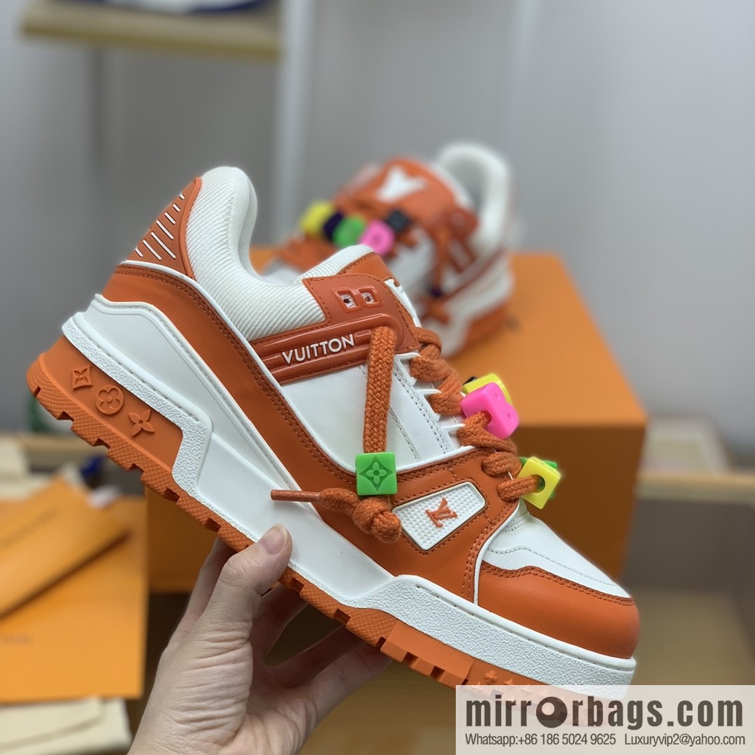 LV/Louis Vuitton features exclusive custom top calfskin donkey trainer His & Hers sports running shoes
