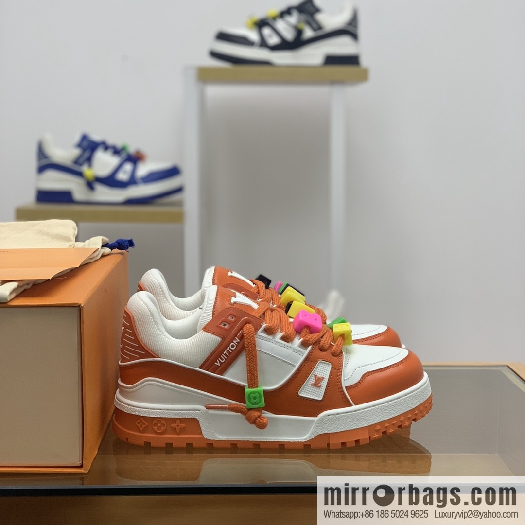 LV/Louis Vuitton features exclusive custom top calfskin donkey trainer His & Hers sports running shoes