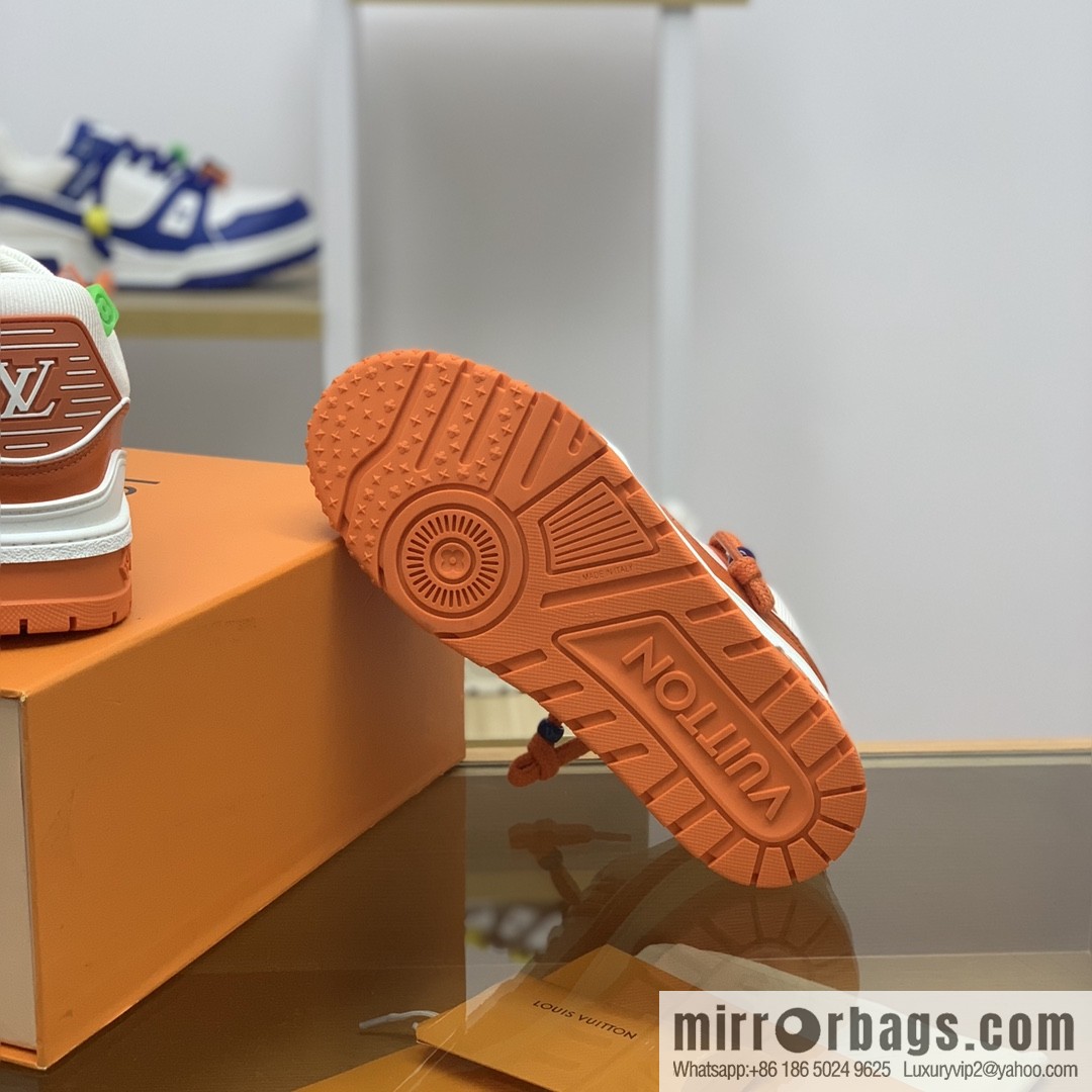 LV/Louis Vuitton features exclusive custom top calfskin donkey trainer His & Hers sports running shoes