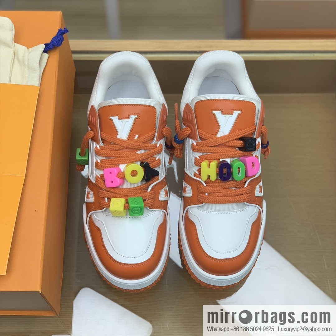 LV/Louis Vuitton features exclusive custom top calfskin donkey trainer His & Hers sports running shoes
