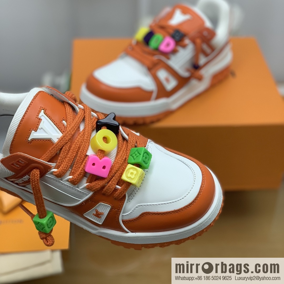 LV/Louis Vuitton features exclusive custom top calfskin donkey trainer His & Hers sports running shoes