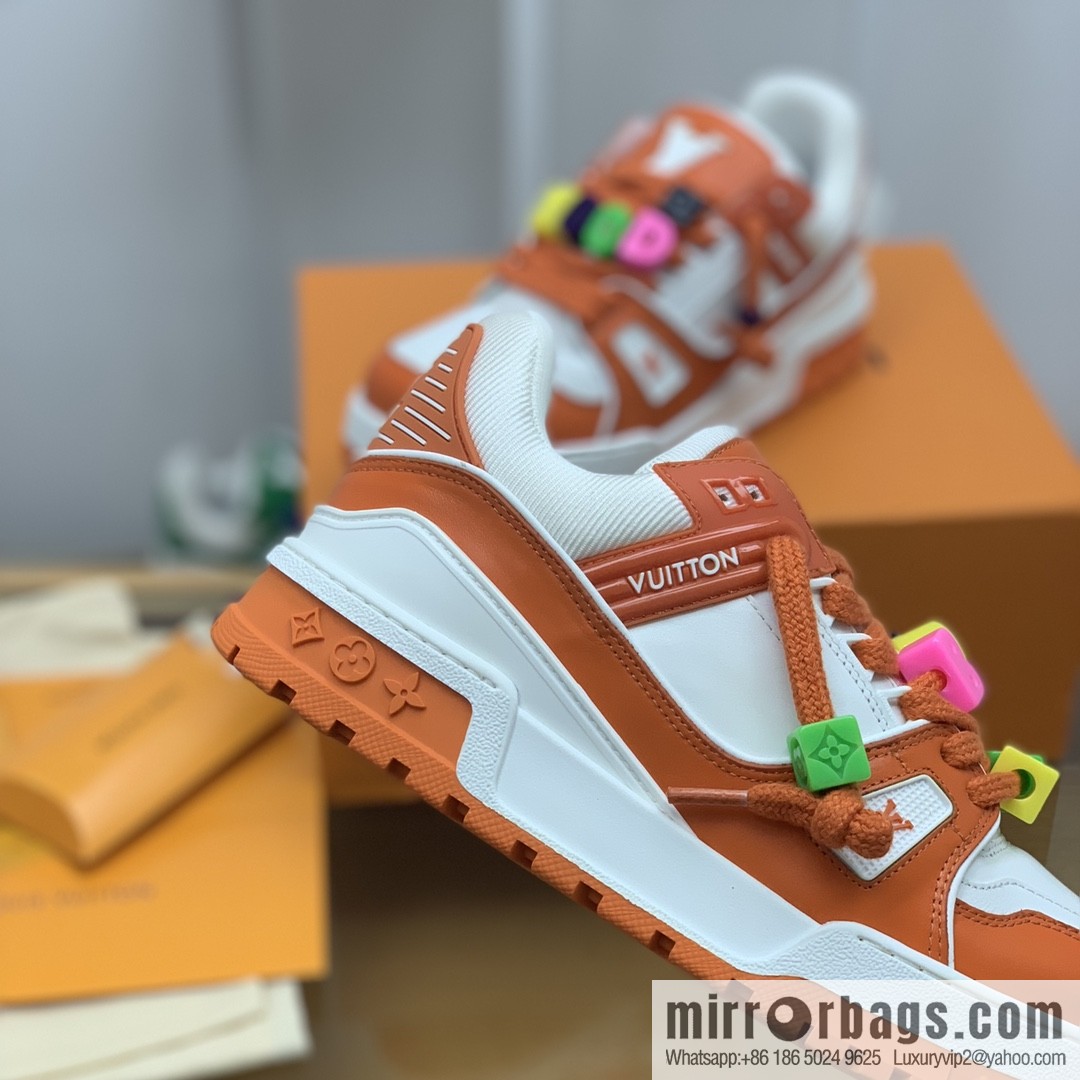 LV/Louis Vuitton features exclusive custom top calfskin donkey trainer His & Hers sports running shoes