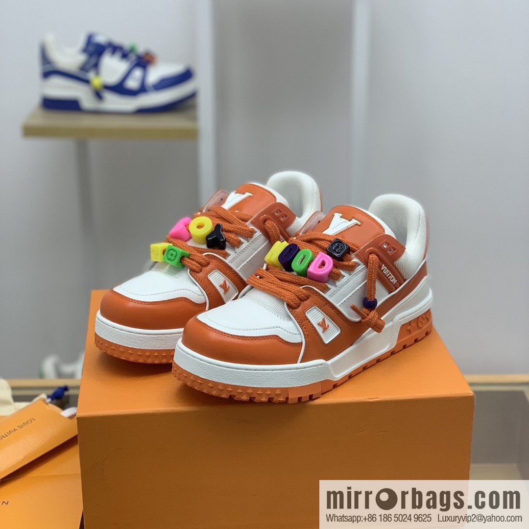 LV/Louis Vuitton features exclusive custom top calfskin donkey trainer His & Hers sports running shoes