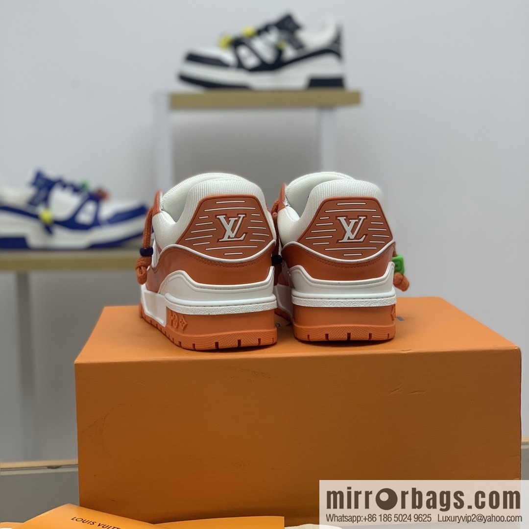 LV/Louis Vuitton features exclusive custom top calfskin donkey trainer His & Hers sports running shoes