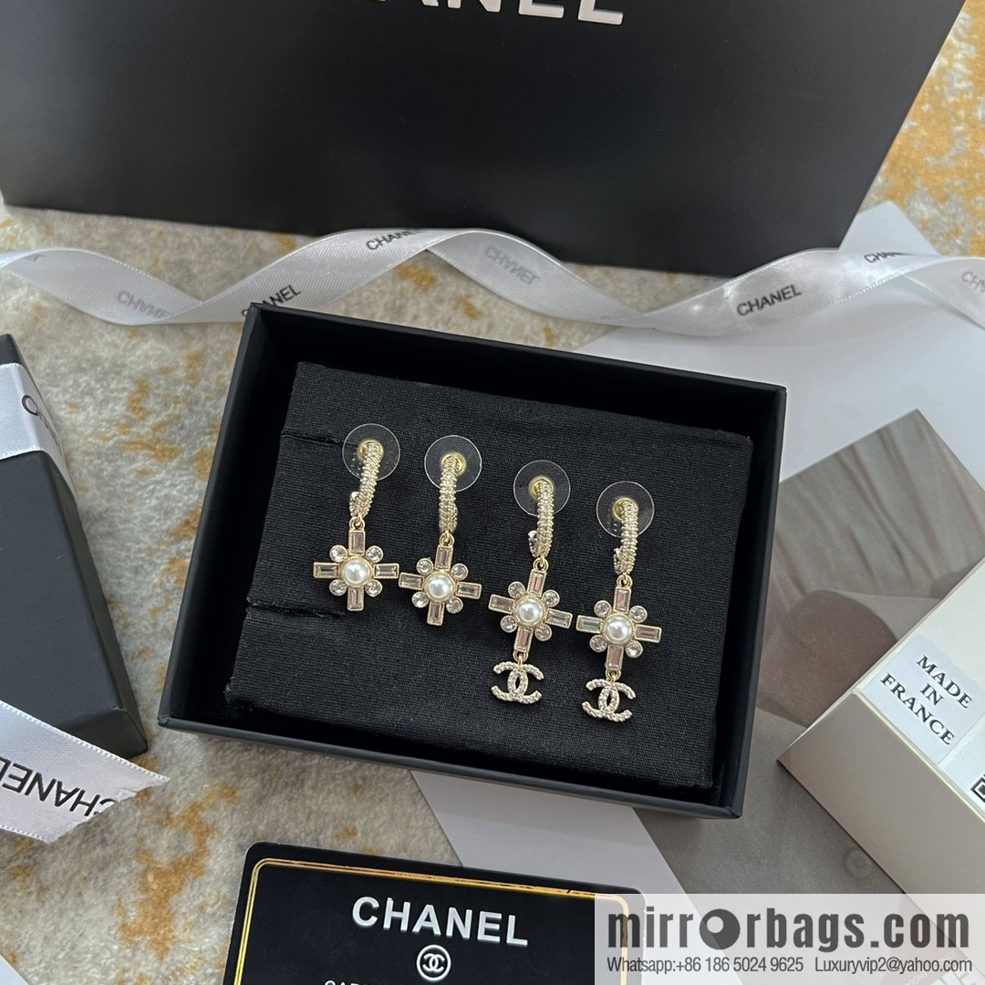New ☑️ Chanel c3 double c cross stud earrings
