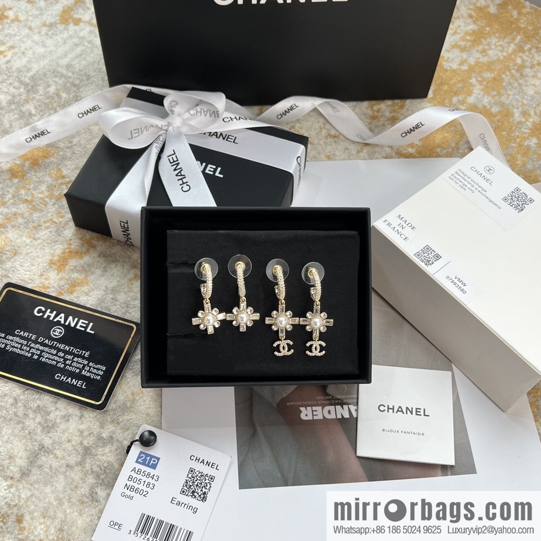 New ☑️ Chanel c3 double c cross stud earrings