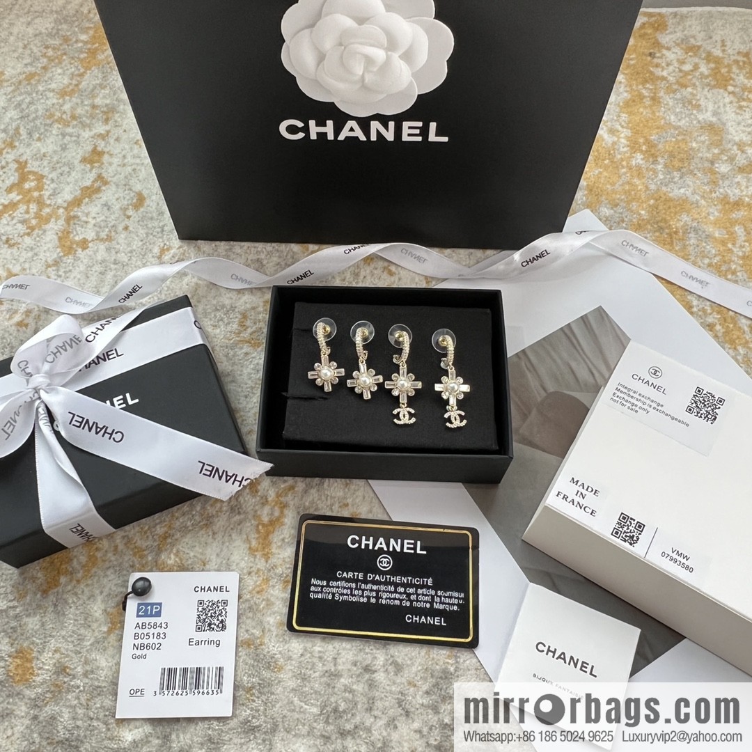 New ☑️ Chanel c3 double c cross stud earrings