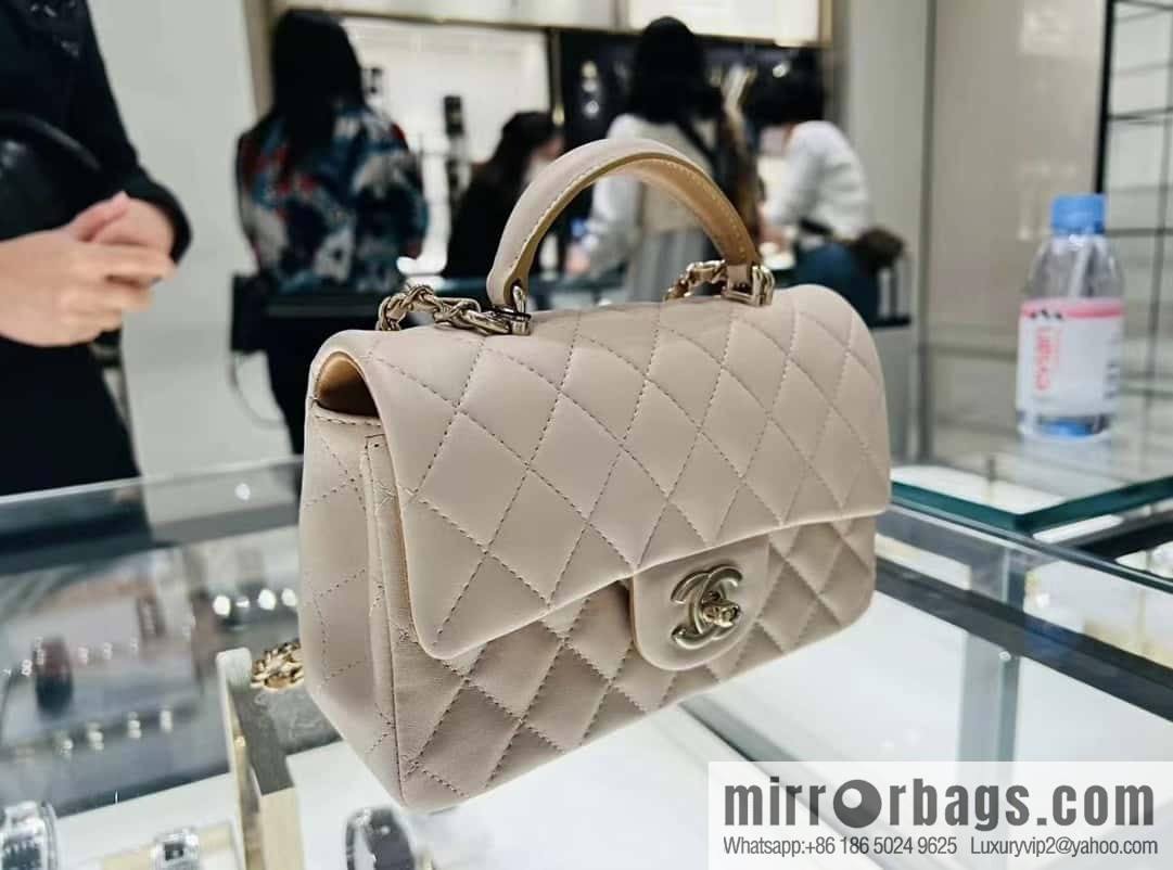 CHANEL classic cf mini handle 20CM AS2431 apricot and caramel