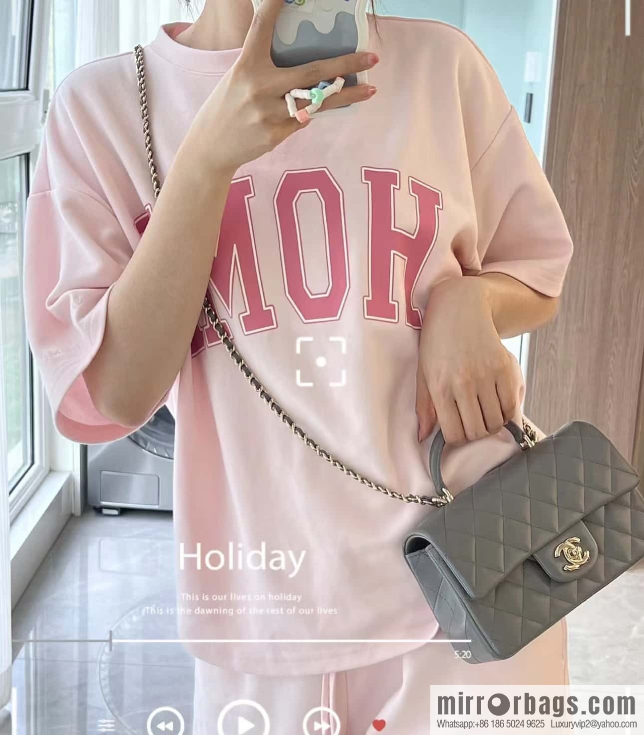 CHANEL classic cf mini handle 20CM AS2431 graphite gray