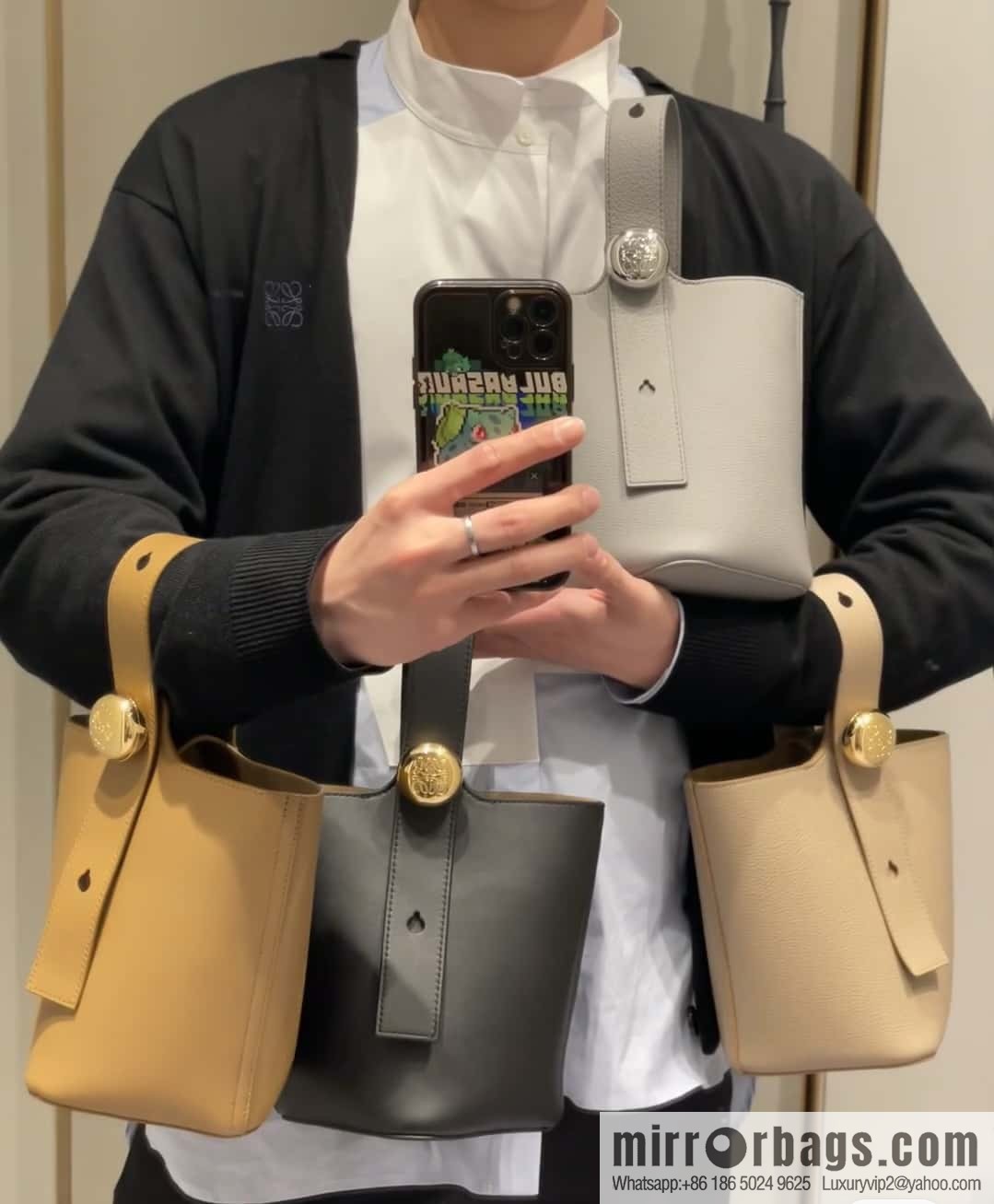 LOEWE latest 𝑷𝒆𝒃𝒃𝒍𝒆 bucket bag 0705 plain weave brown
