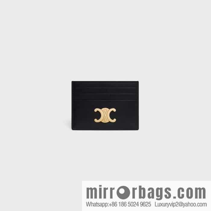 CELINE TRIOMPHE glossy cow leather (fabric) card holder 10L833 black