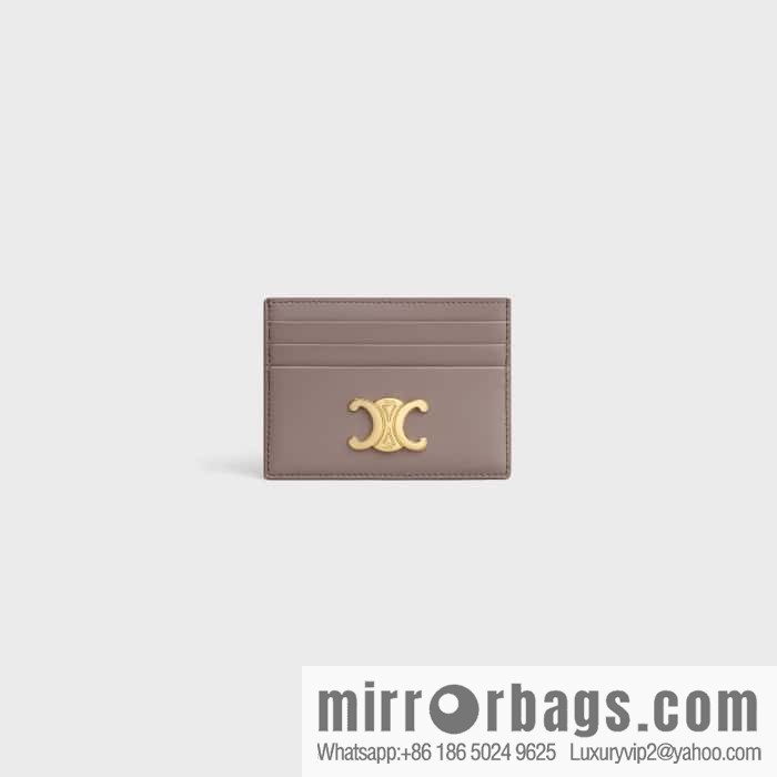 CELINE TRIOMPHE glossy cow leather (fabric) card holder 10L833 grey