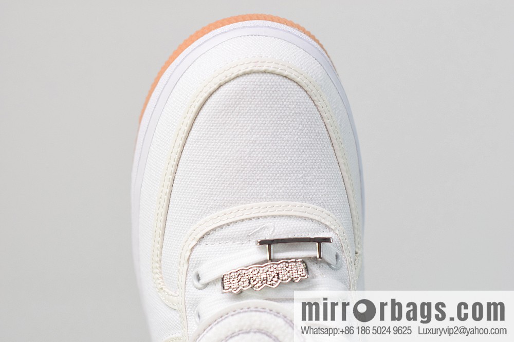 Travis Scott x Nike Air Force 1 AF 100 Nike Air Force One, all white 3M reflective velcro casual sports shoes AQ4211-101