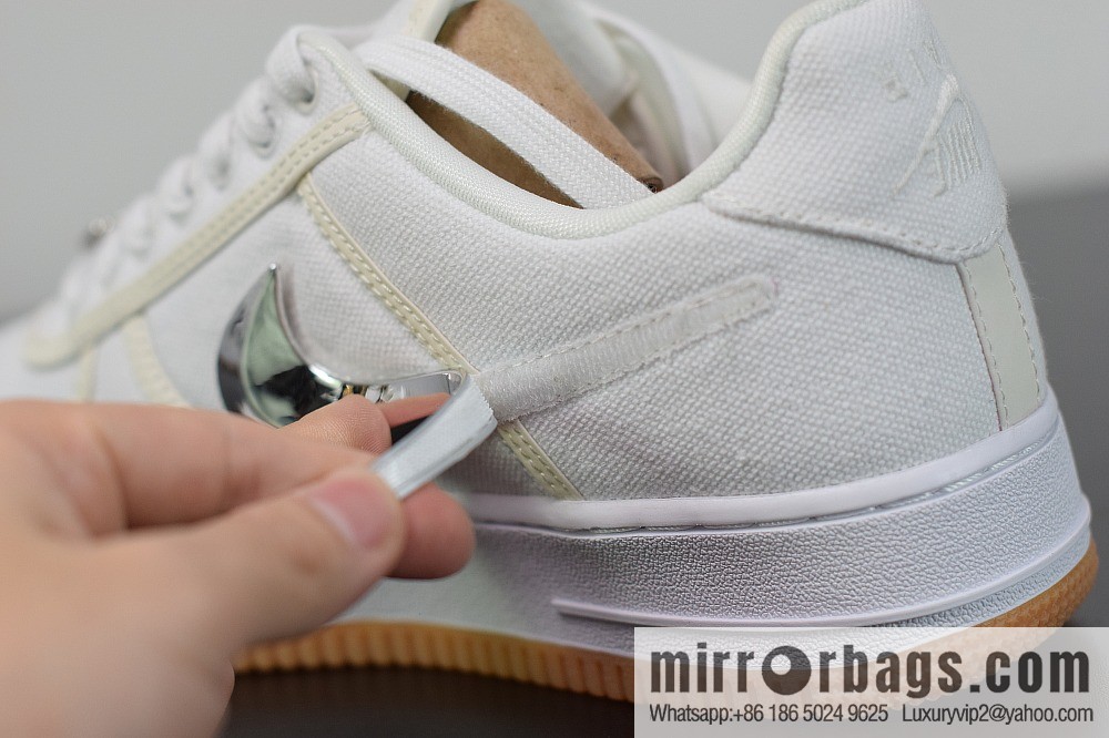 Travis Scott x Nike Air Force 1 AF 100 Nike Air Force One, all white 3M reflective velcro casual sports shoes AQ4211-101
