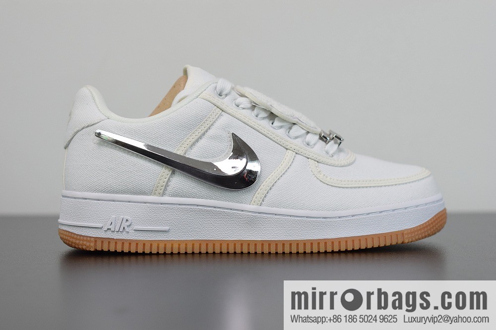 Travis Scott x Nike Air Force 1 AF 100 Nike Air Force One, all white 3M reflective velcro casual sports shoes AQ4211-101