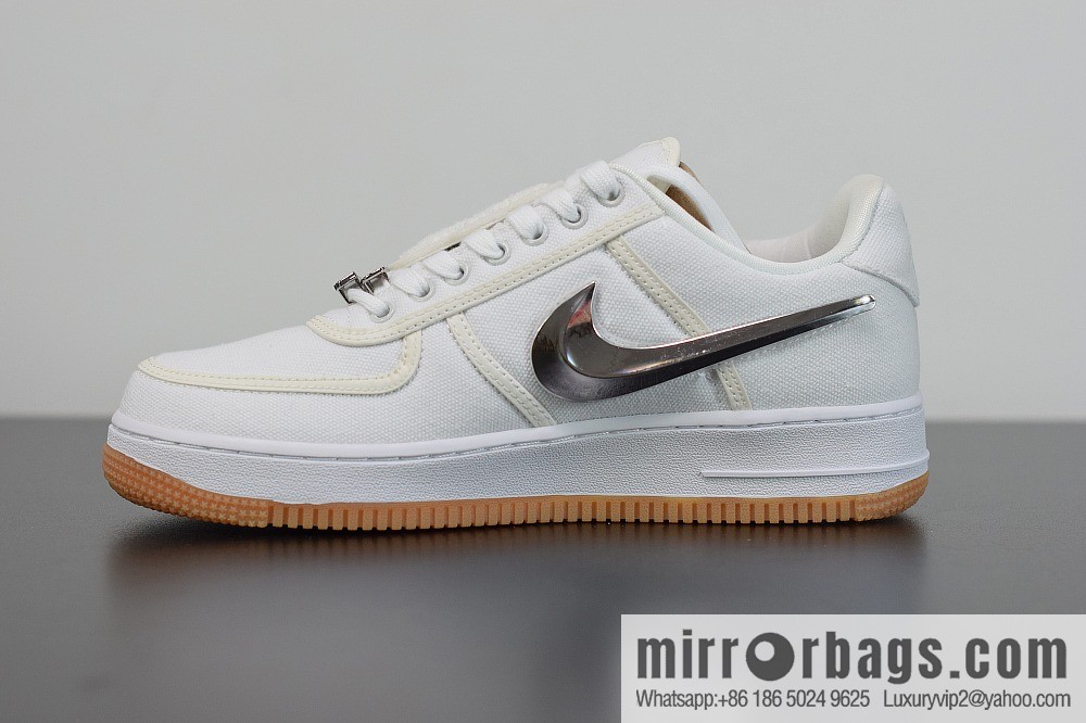 Travis Scott x Nike Air Force 1 AF 100 Nike Air Force One, all white 3M reflective velcro casual sports shoes AQ4211-101