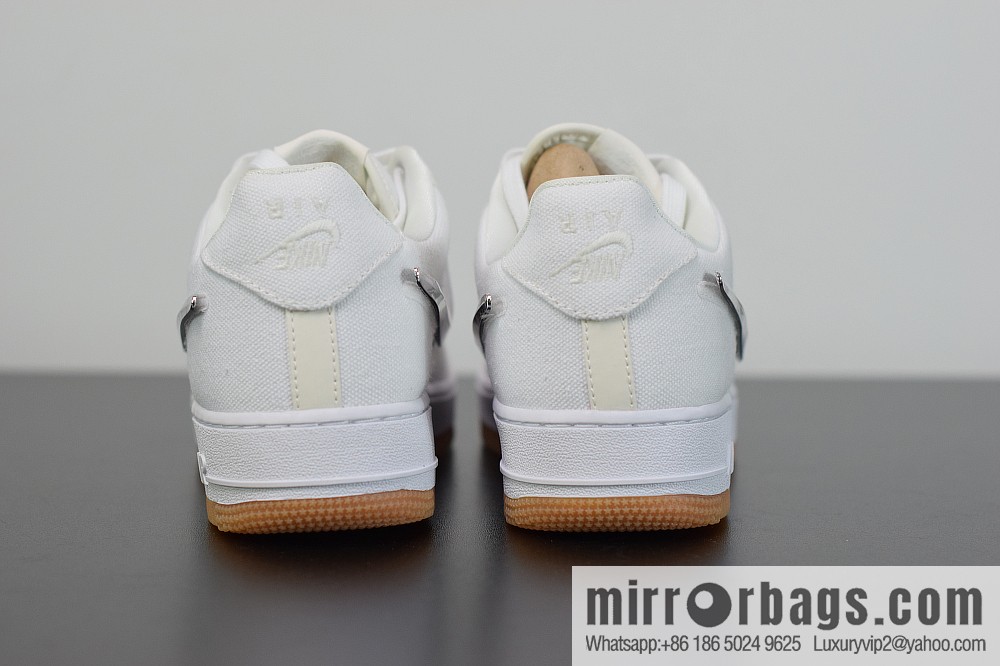Travis Scott x Nike Air Force 1 AF 100 Nike Air Force One, all white 3M reflective velcro casual sports shoes AQ4211-101