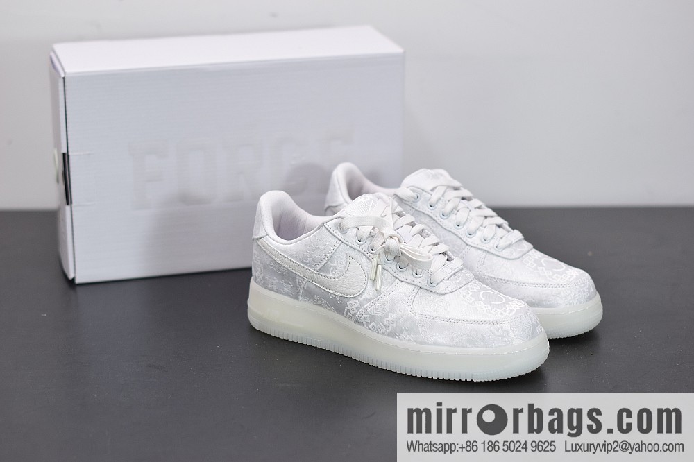 Clot x Nike Air Force 1 Premium AF1 pure white silk joint name Unisex same sneakers AO9286-100