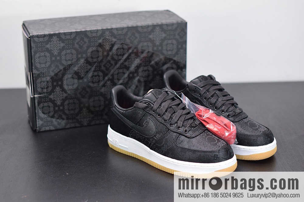Clot x Nike Air Force 1 Premium AF1 black silk joint Unisex sneakers CZ3986-001
