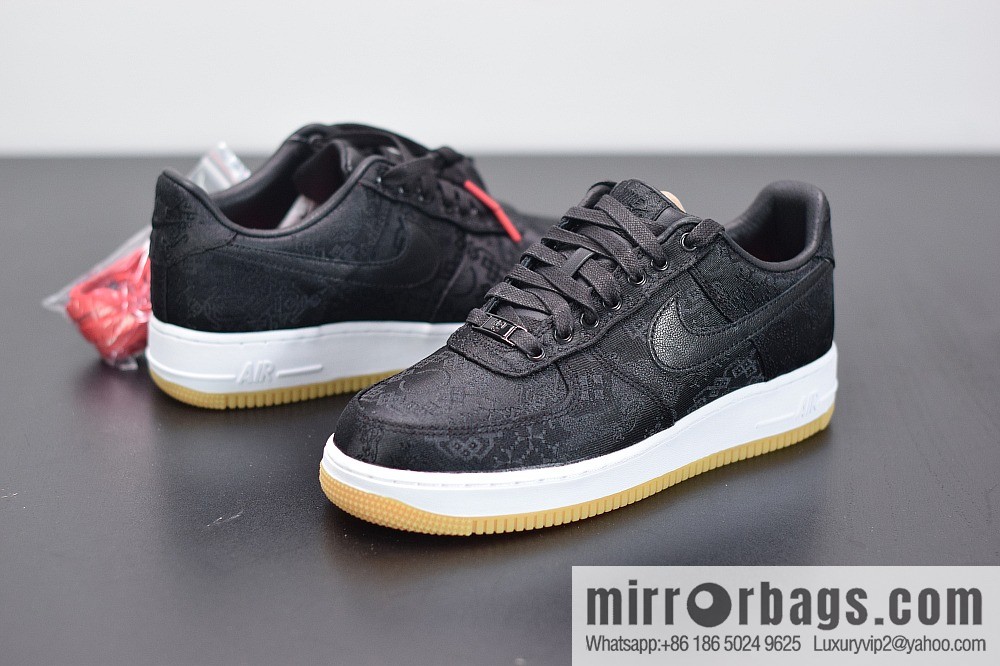 Clot x Nike Air Force 1 Premium AF1 black silk joint Unisex sneakers CZ3986-001