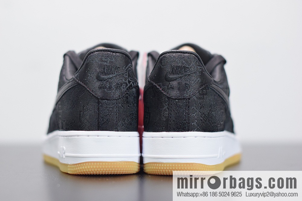 Clot x Nike Air Force 1 Premium AF1 black silk joint Unisex sneakers CZ3986-001