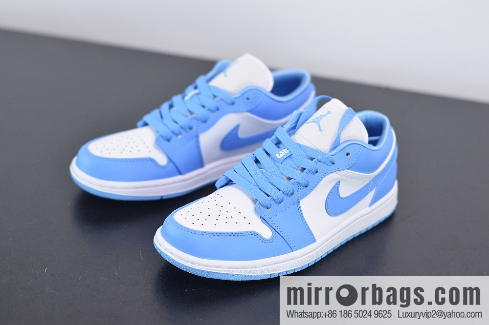 D09D3 Verified AJ1 LOW North Carolina Blue Low Top Unisex Casual Sneakers AO9944-441