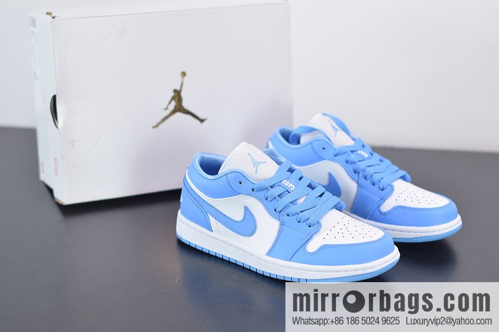 D09D3 Verified AJ1 LOW North Carolina Blue Low Top Unisex Casual Sneakers AO9944-441