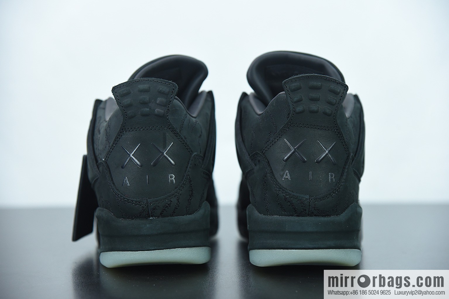 KAWS x Air Jordan 4 Black AJ4 black suede limited joint name, luminous crystal middle help men's sneakers 930155-001