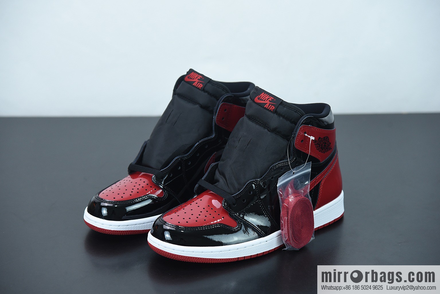 Air Jordan 1 AJ1 Jordan 1st generation high-top basketball shoes/patent leather black and red, prohibited, item number: 555088-063