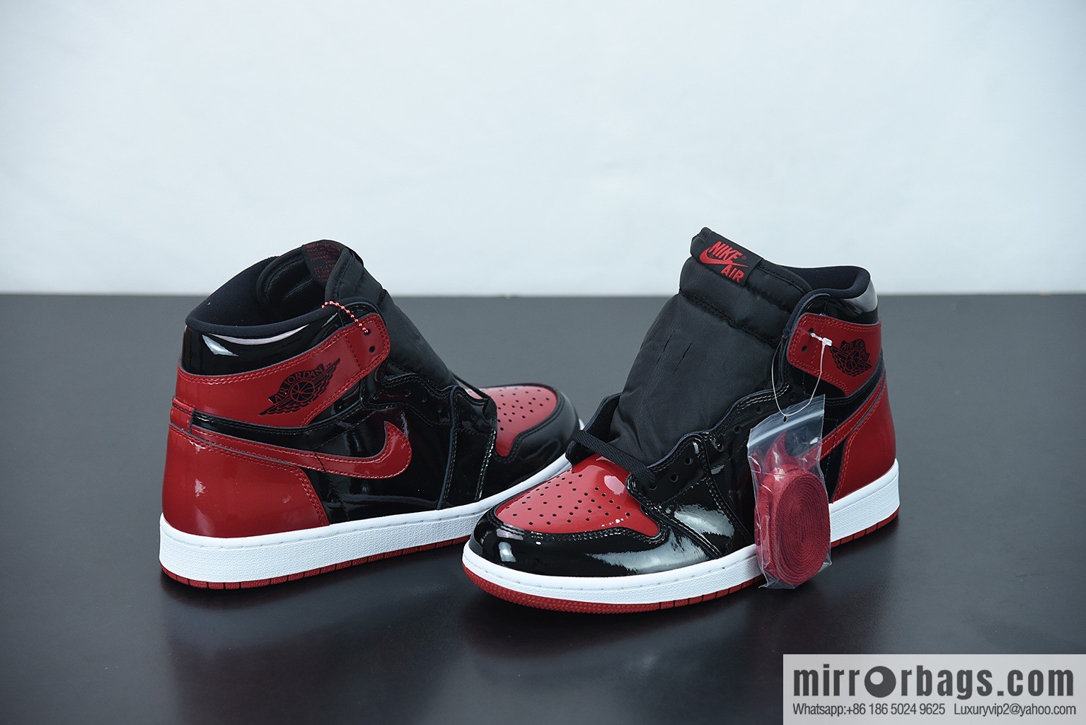 Air Jordan 1 AJ1 Jordan 1st generation high-top basketball shoes/patent leather black and red, prohibited, item number: 555088-063